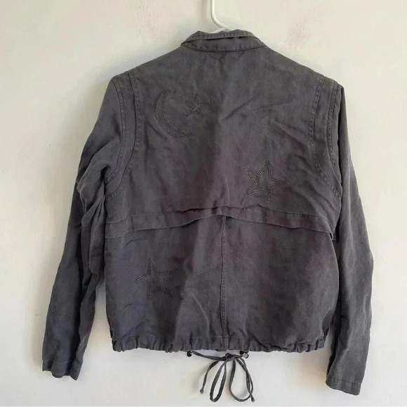 RAILS Rowen Dark Grey Star Embroidery Military Jacket Lightweight Relaxed Fit S - Picture 6 of 14